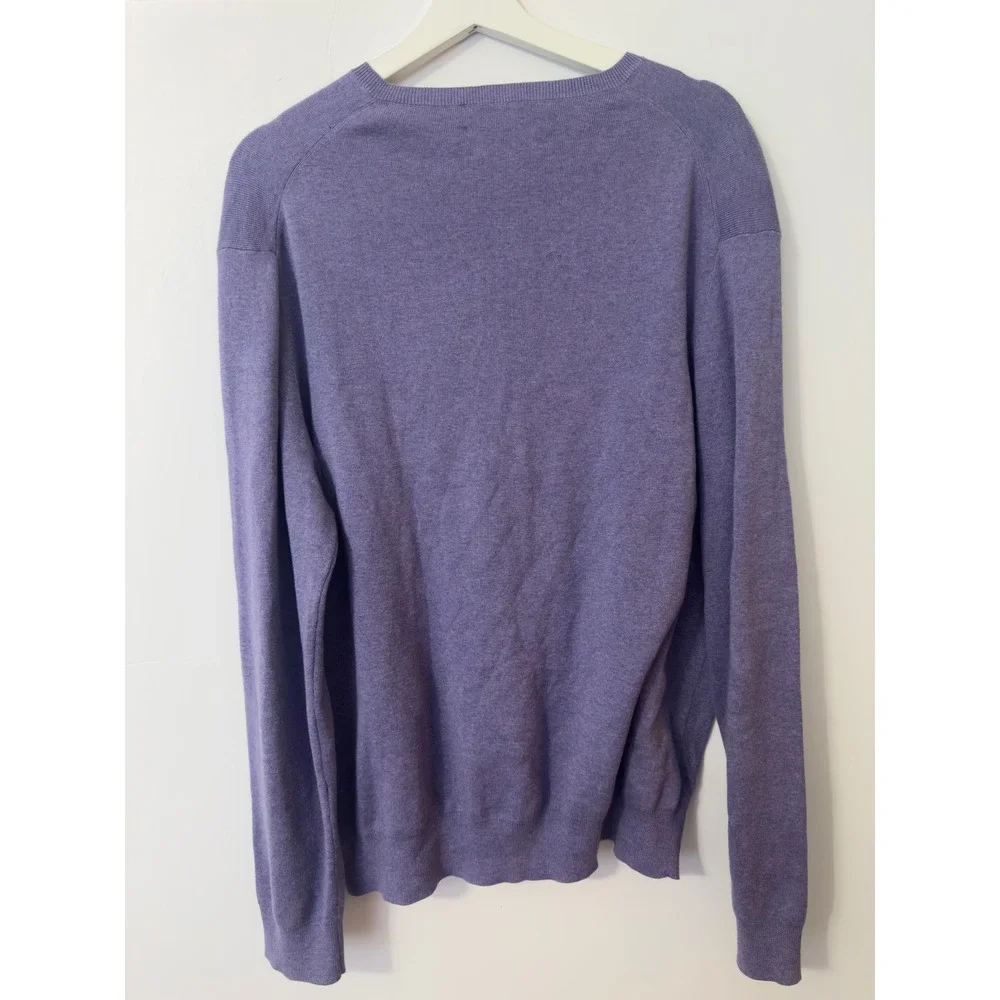 Polo‎ Ralph Lauren V-Neck Sweater Mens XL Purple Pima Cotton Preppy Old Money